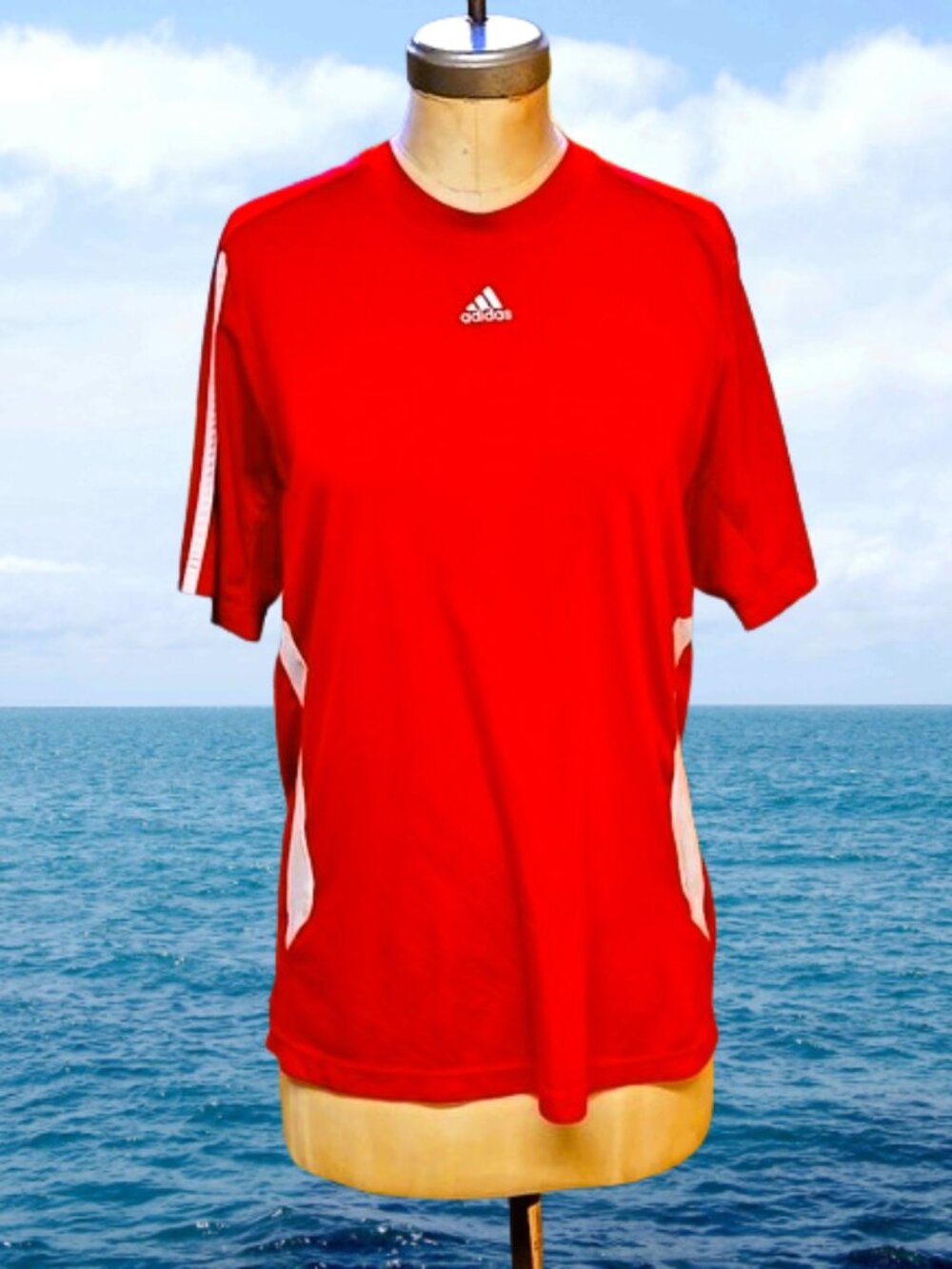 Adidas originaL Short sleeves men's small clima365 red jersey, mint VTG shape